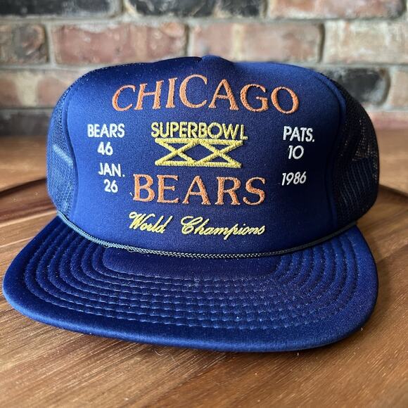 1986 Chicago BEARS Super Bowl Vintage Foam Trucker Style Adjustable Hat Capital